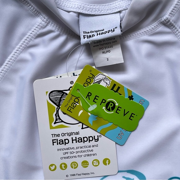 Flap Happy Boy’s UPF 50+ Graphic Rash Guard - Turtle - Size 2 - Picture 5 of 7